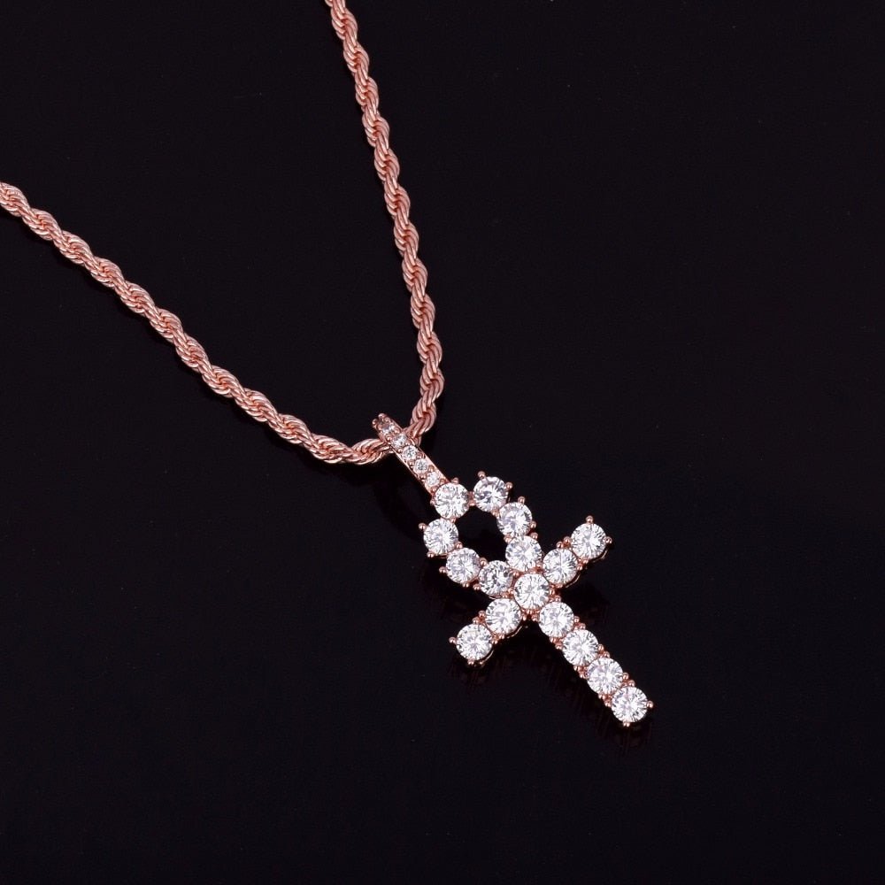Diamond Ankh Cross Pendant 18K - ICECI