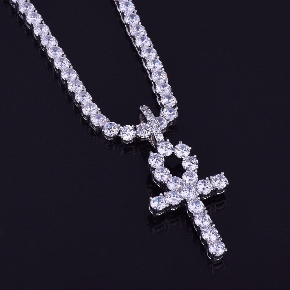 Diamond Ankh Cross Pendant 18K - ICECI
