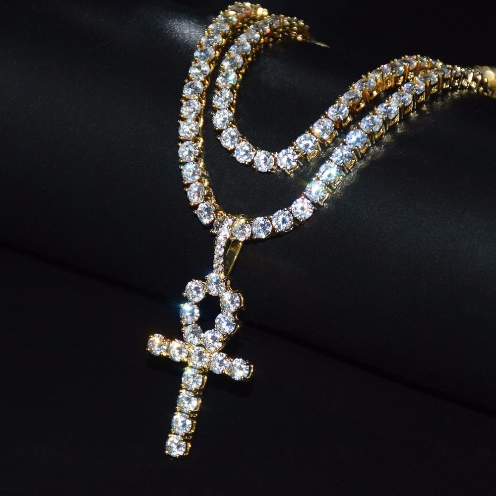 Diamond Ankh Cross Pendant 18K - ICECI