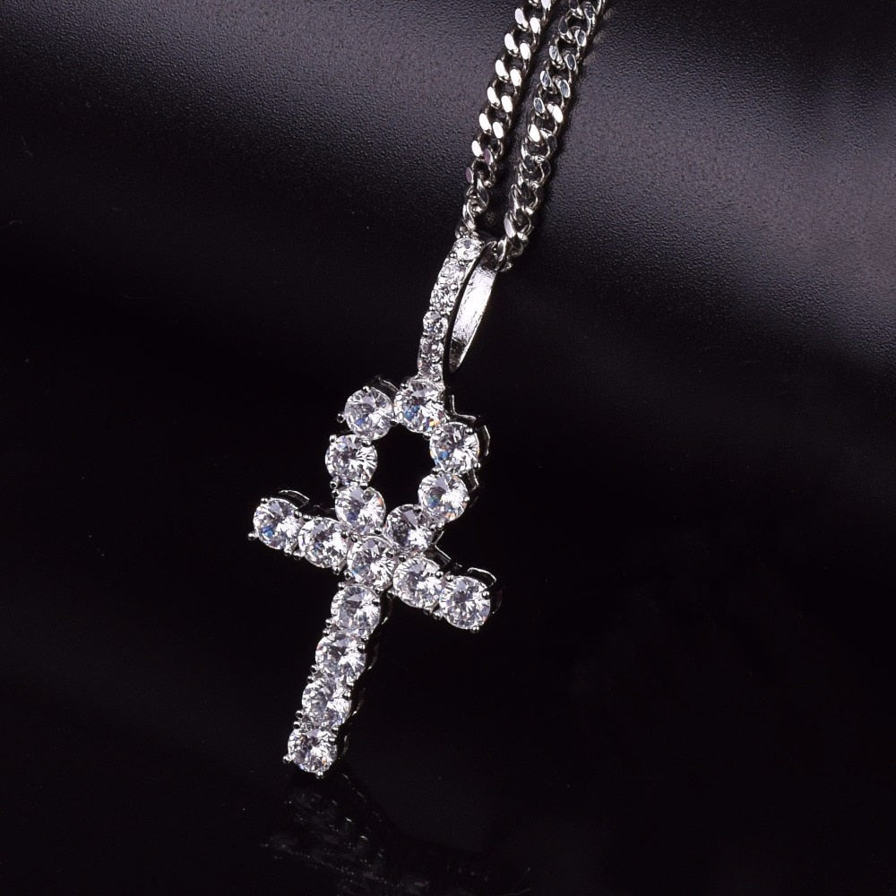 Diamond Ankh Cross Pendant 18K - ICECI