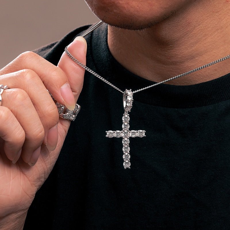 Diamond Cross Pendant 18K x Moissanite - ICECI