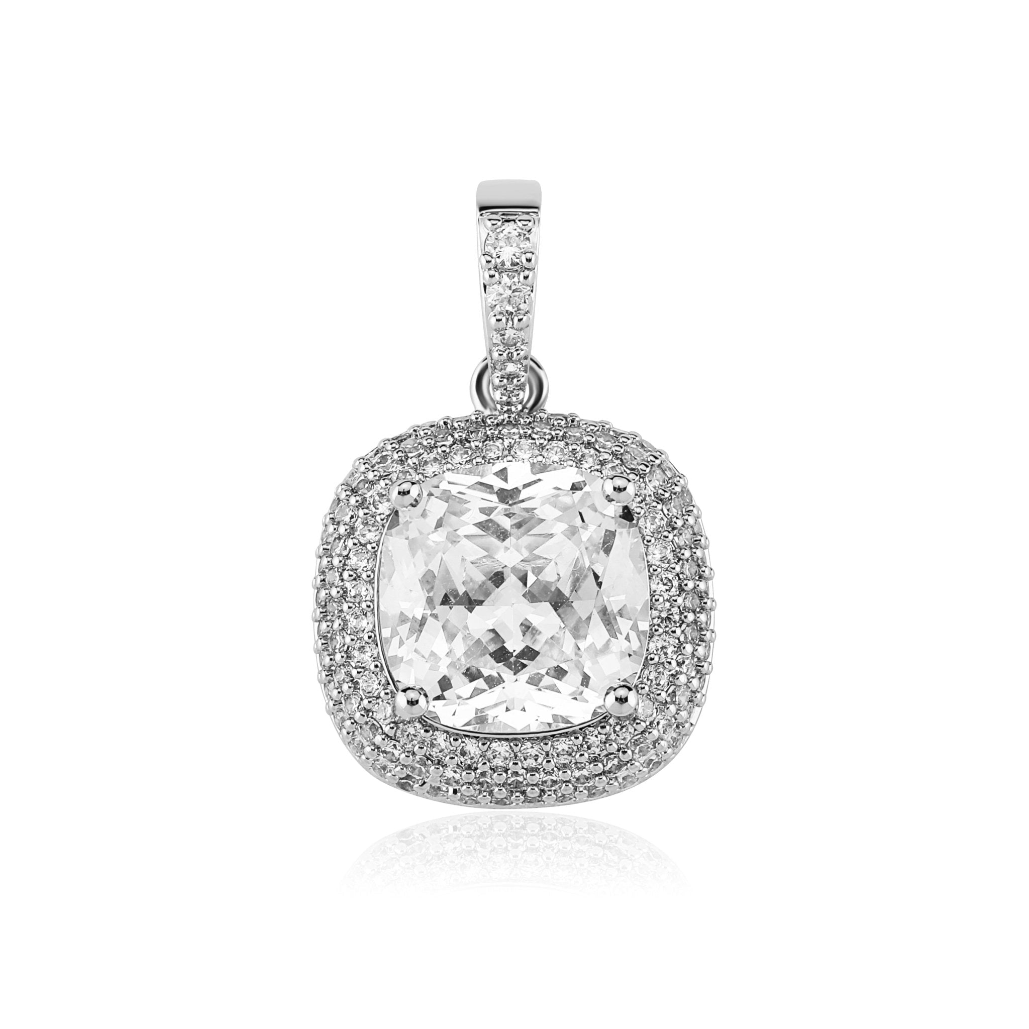 Diamond Halo Square Pendant 14K - ICECI