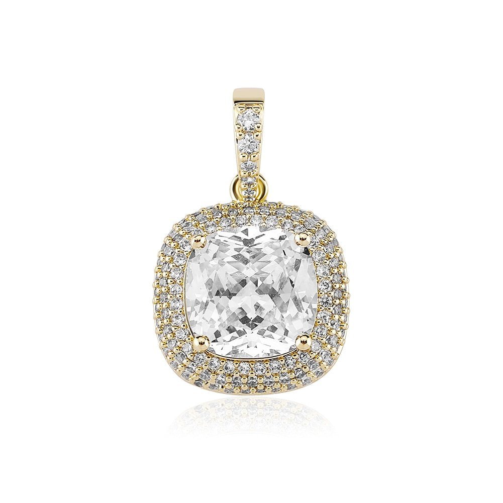 Diamond Halo Square Pendant 14K - ICECI