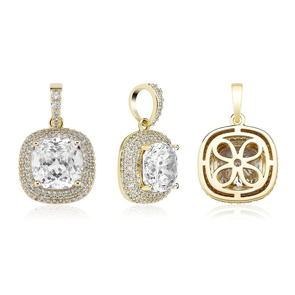 Diamond Halo Square Pendant 14K - ICECI