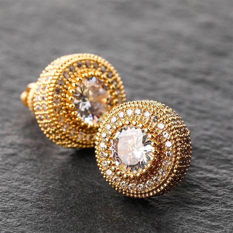 Diamond Halo Stud Earrings 14K - ICECI