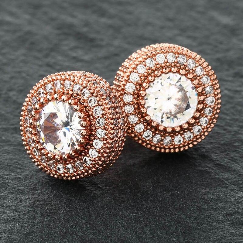 Diamond Halo Stud Earrings 14K - ICECI