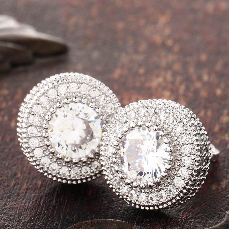 Diamond Halo Stud Earrings 14K - ICECI