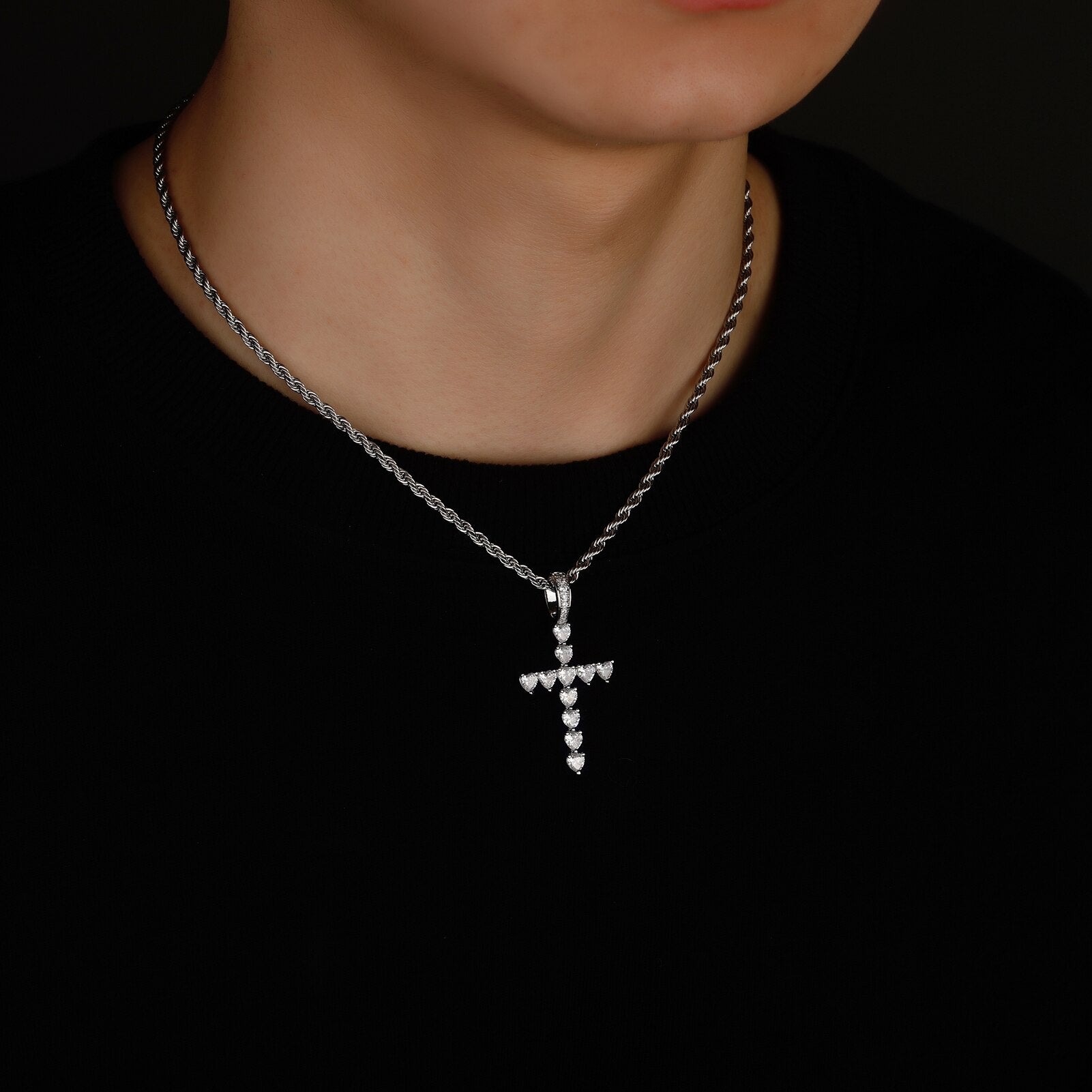 Diamond Heart Cross Pendant 14K - ICECI