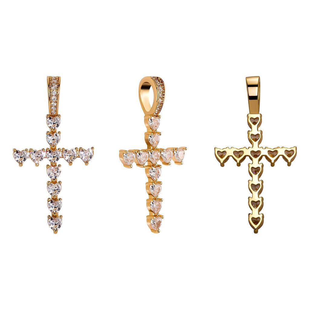 Diamond Heart Cross Pendant 14K - ICECI