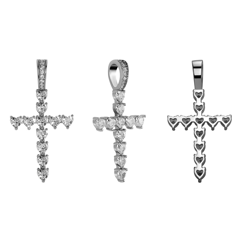 Diamond Heart Cross Pendant 14K - ICECI