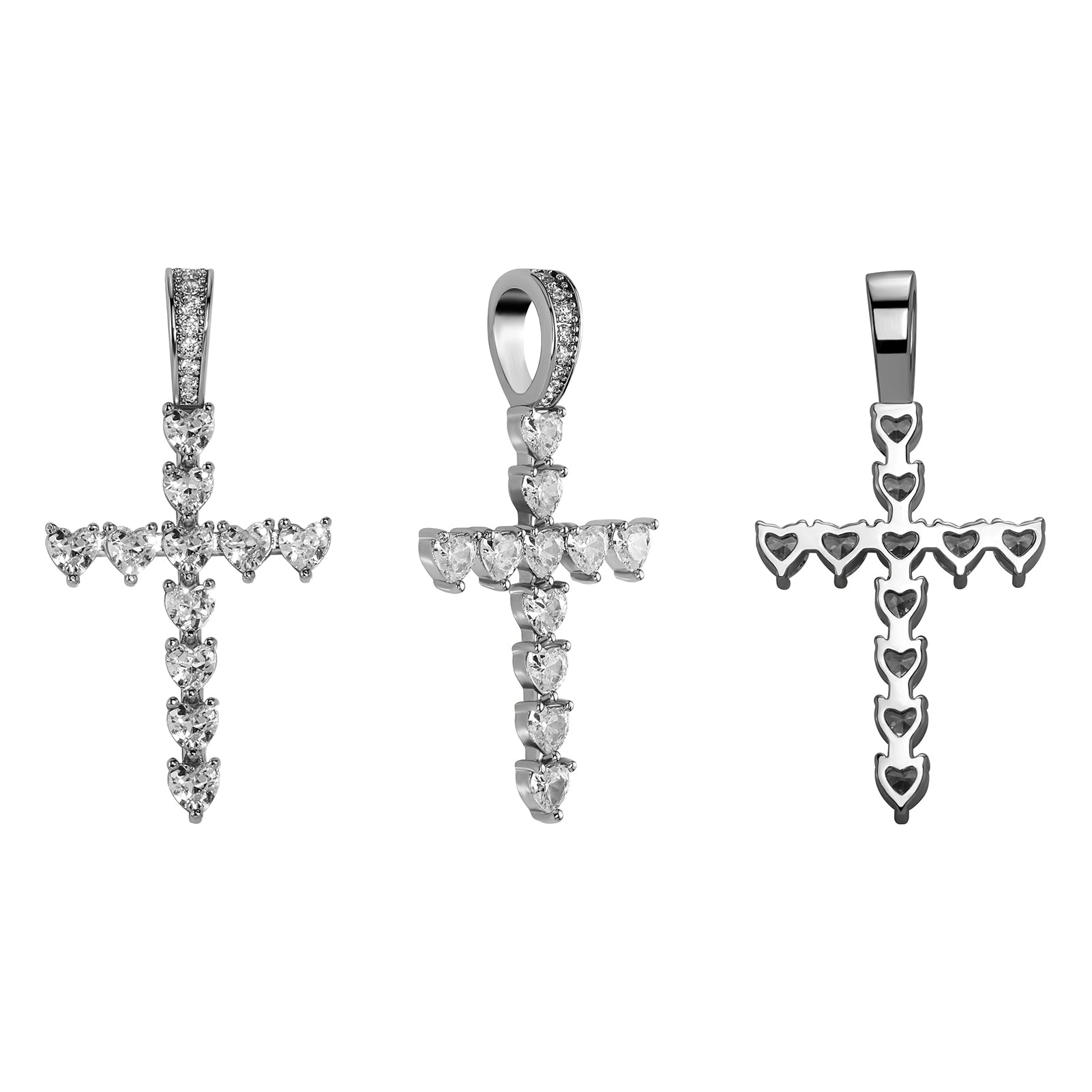 Diamond Heart Cross Pendant 14K - ICECI