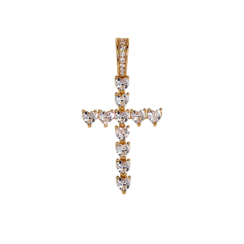 Diamond Heart Cross Pendant 14K - ICECI