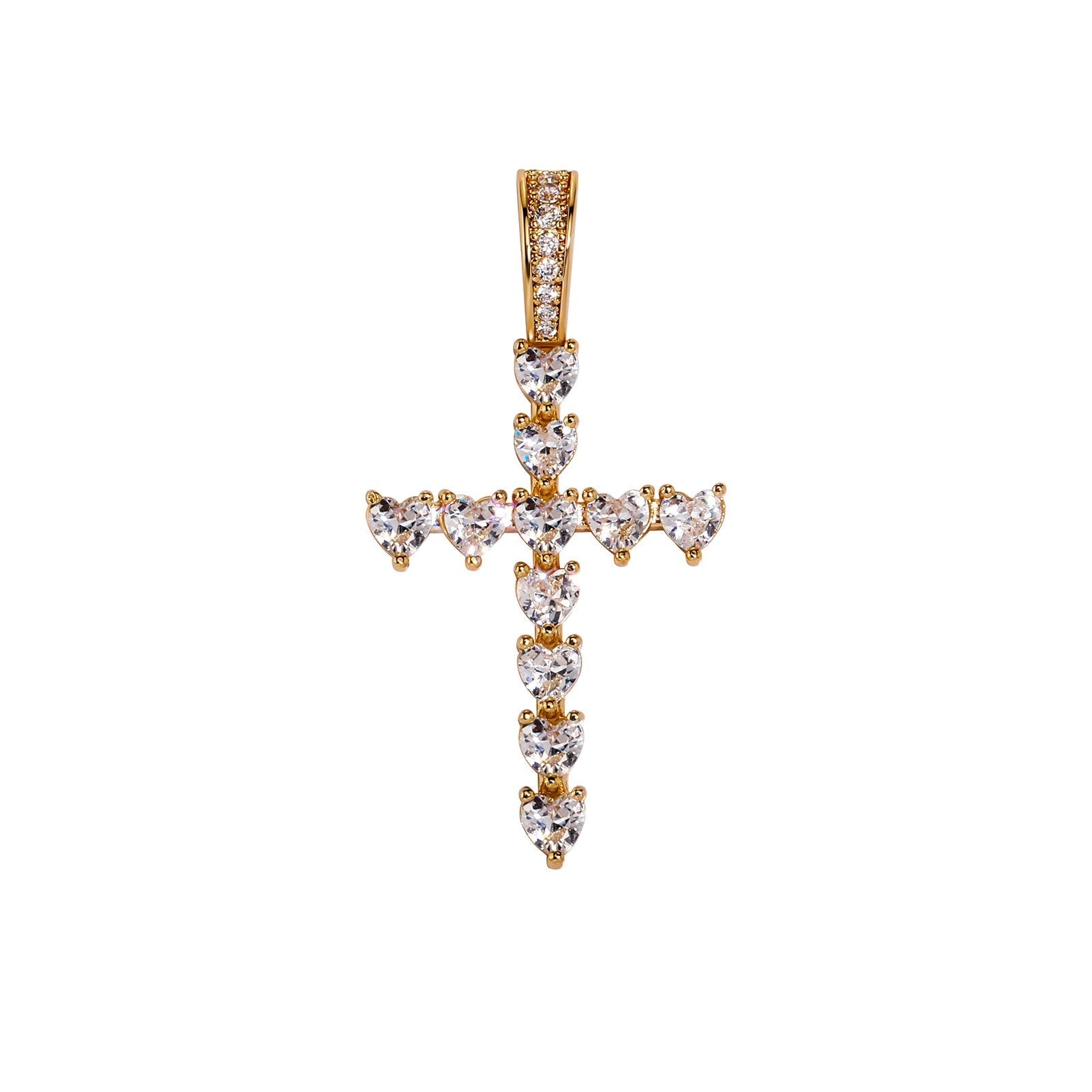 Diamond Heart Cross Pendant 14K - ICECI