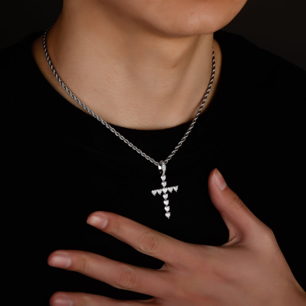 Diamond Heart Cross Pendant 14K - ICECI