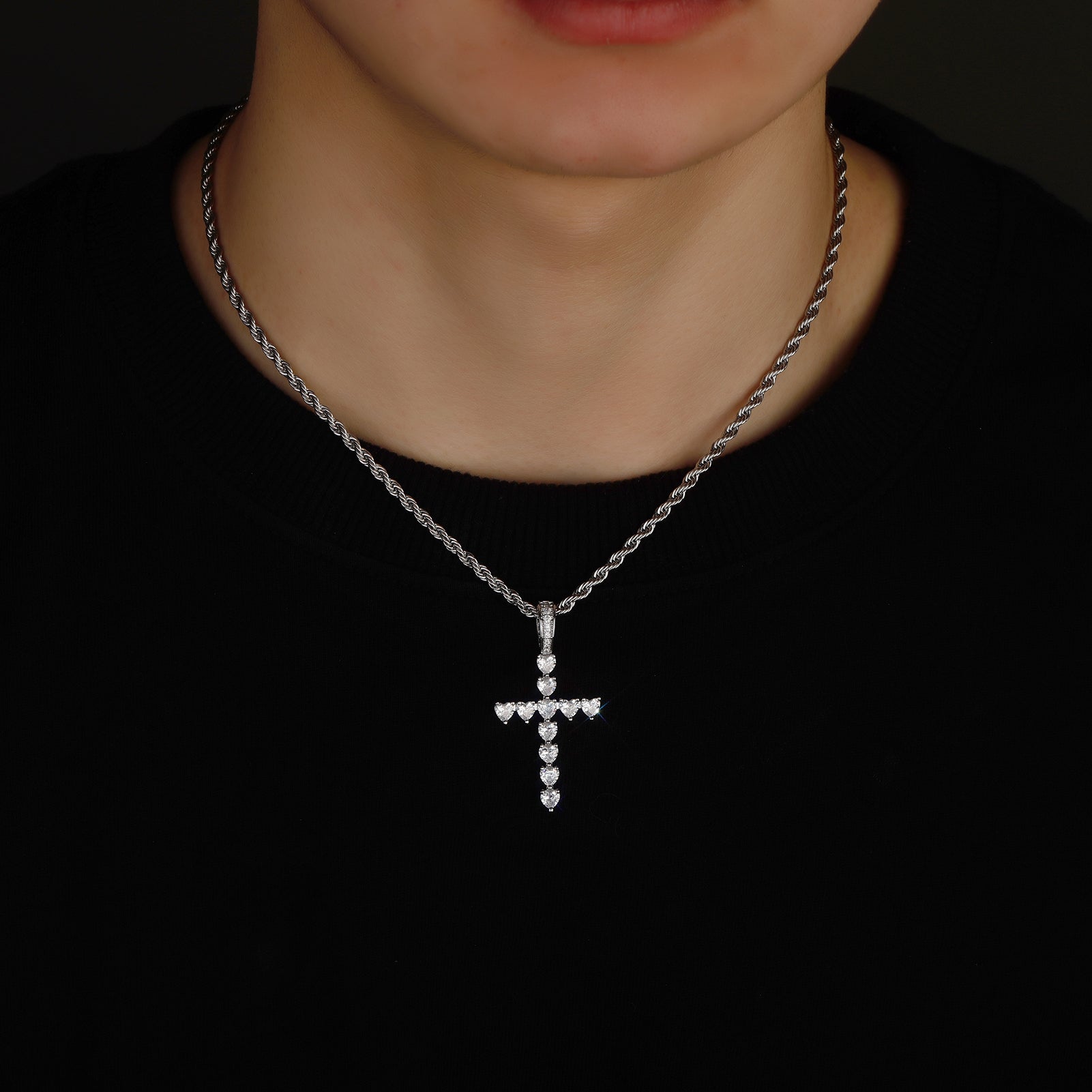 Diamond Heart Cross Pendant 14K - ICECI