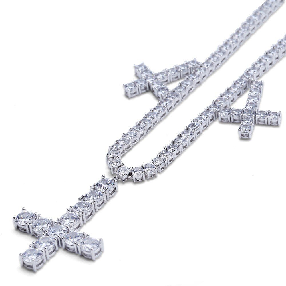 Diamond Inverted Cross Tennis Chain 18K - ICECI