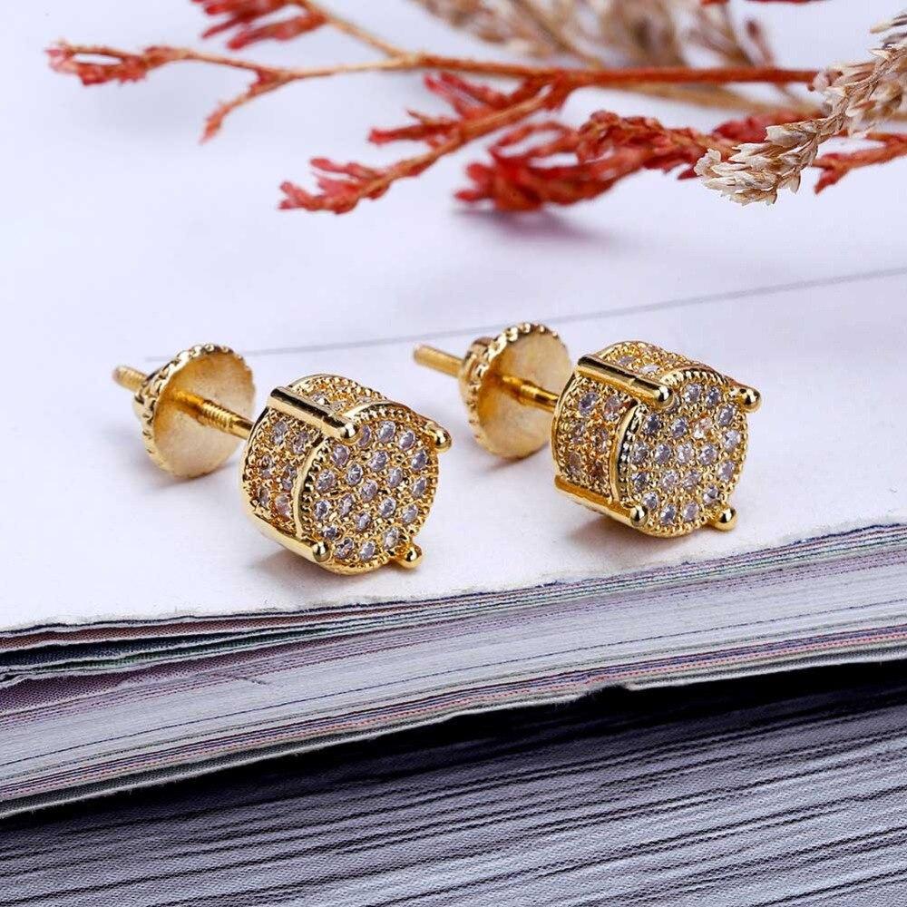 Diamond Micro Pave Round Cut Stud Earrings 18K - ICECI