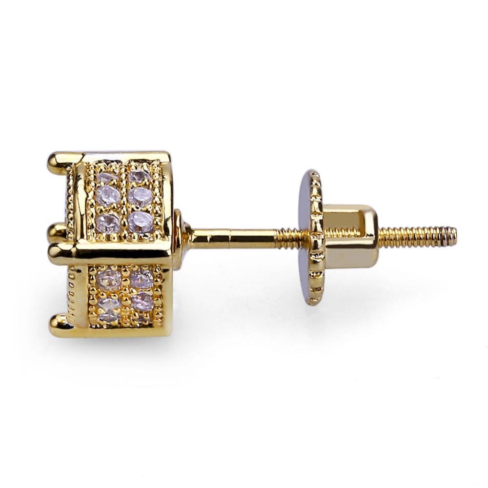 Diamond Micro Pave Round Cut Stud Earrings 18K - ICECI