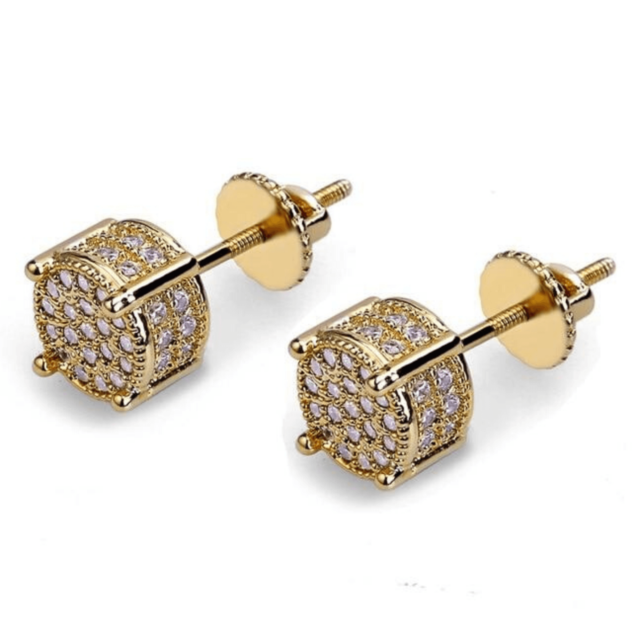 Diamond Micro Pave Round Cut Stud Earrings 18K - ICECI