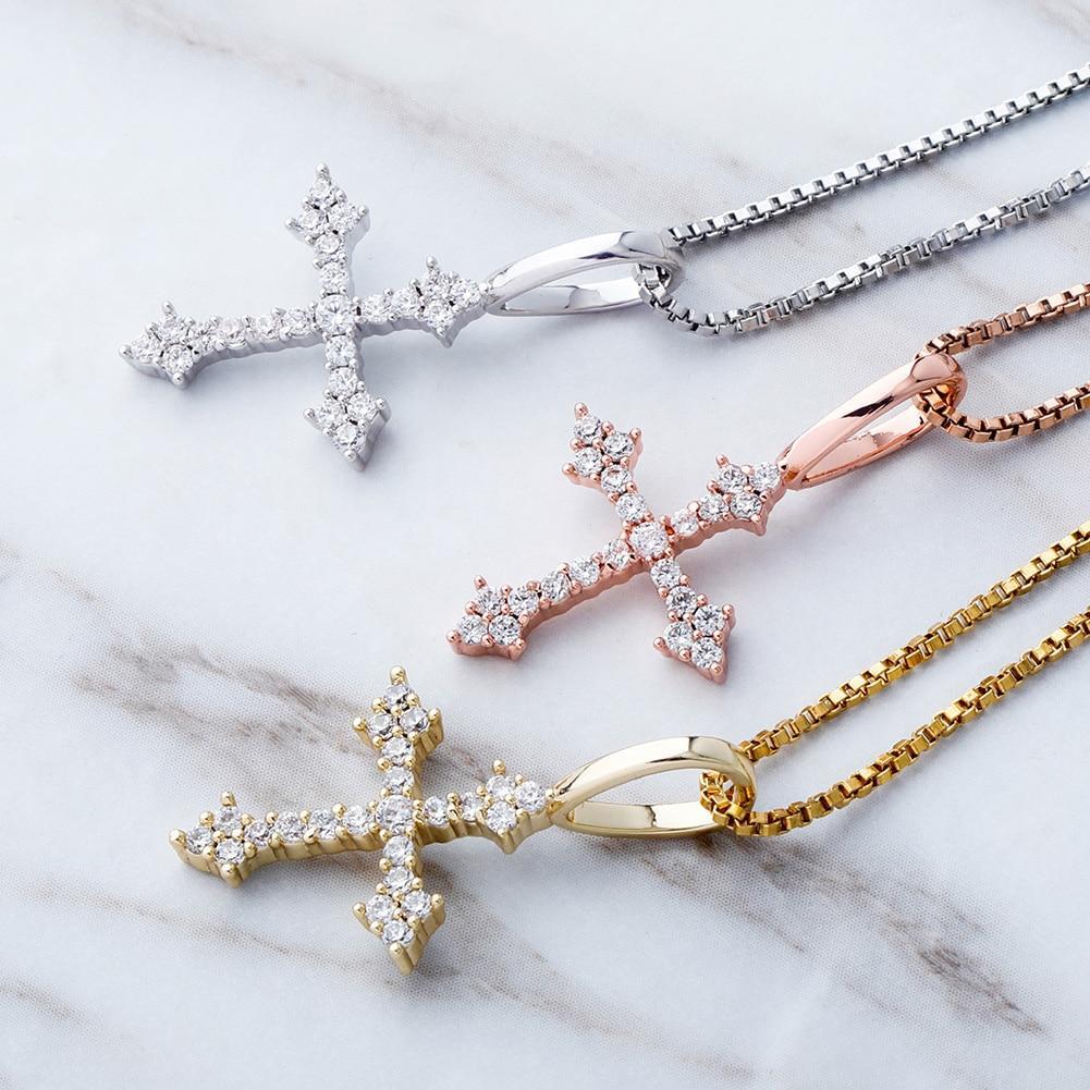 Diamond Patonce Cross Pendant 14K x Sterling Silver - ICECI