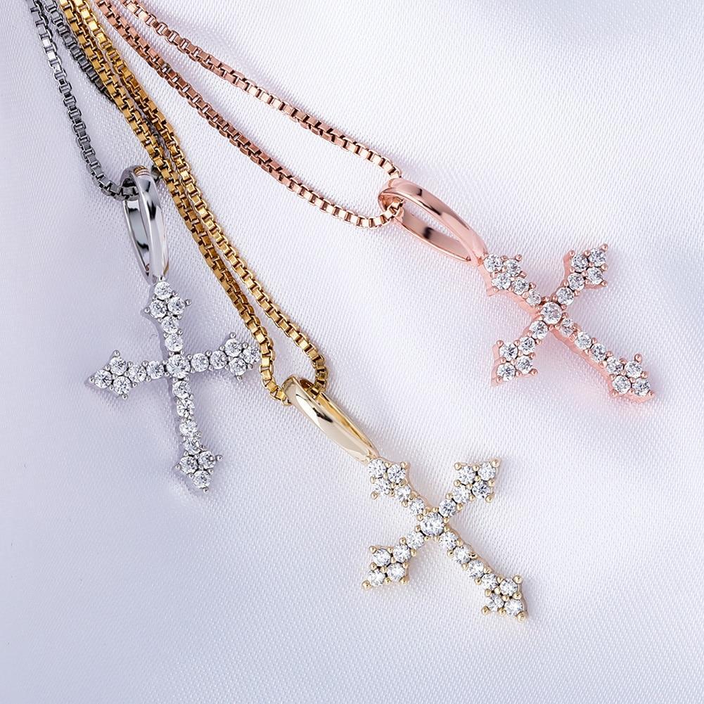 Diamond Patonce Cross Pendant 14K x Sterling Silver - ICECI