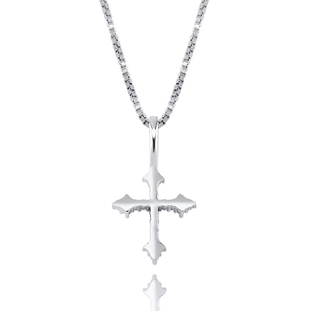 Diamond Patonce Cross Pendant 14K x Sterling Silver - ICECI