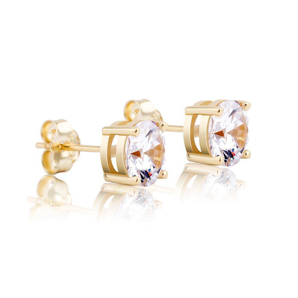 Diamond Round Stud Earrings 14K x Sterling Silver - ICECI