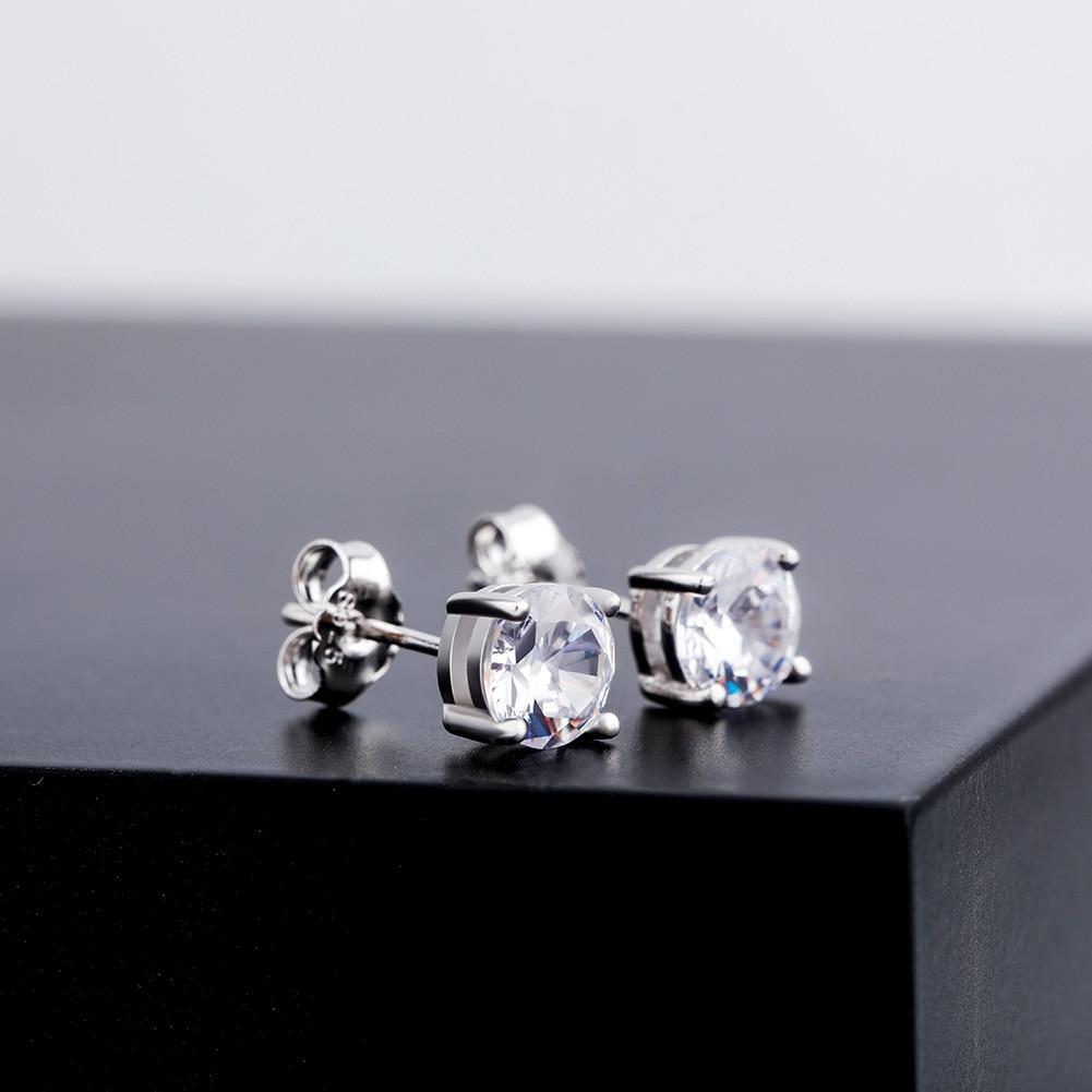 Diamond Round Stud Earrings 14K x Sterling Silver - ICECI