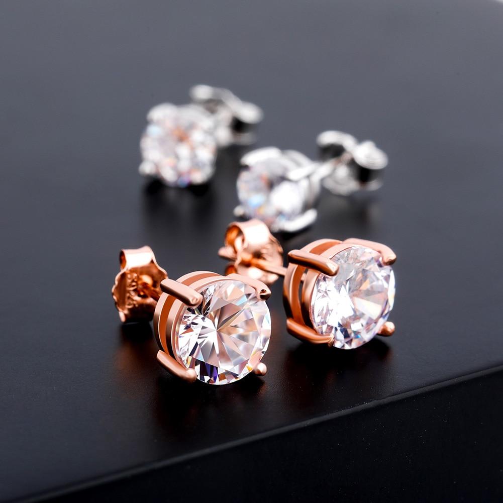 Diamond Round Stud Earrings 14K x Sterling Silver - ICECI