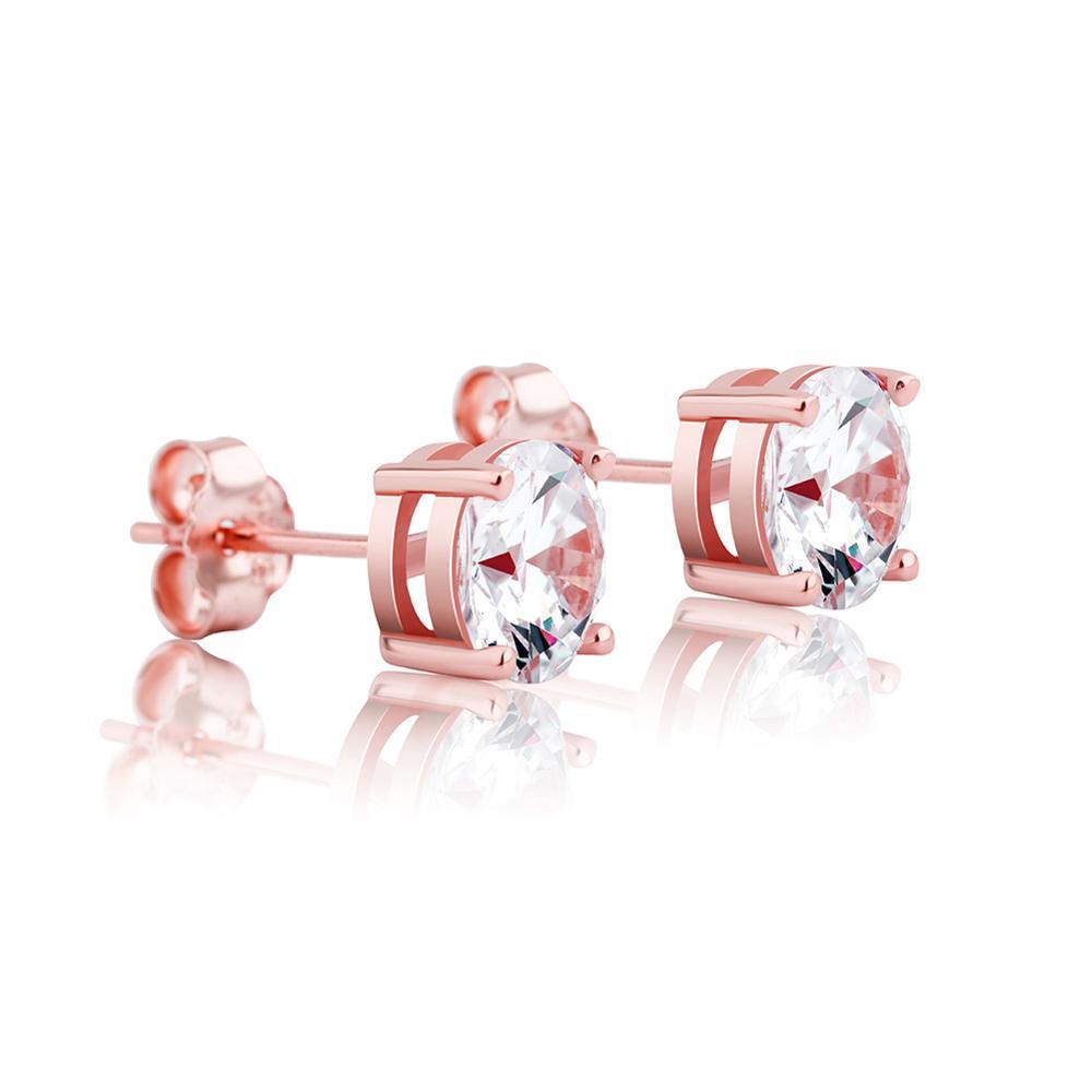 Diamond Round Stud Earrings 14K x Sterling Silver - ICECI