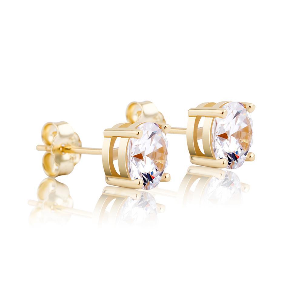 Diamond Round Stud Earrings 14K x Sterling Silver - ICECI