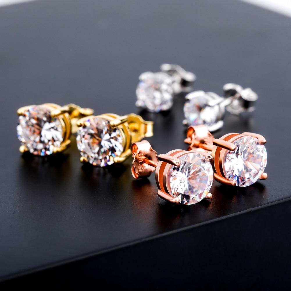 Diamond Round Stud Earrings 14K x Sterling Silver - ICECI