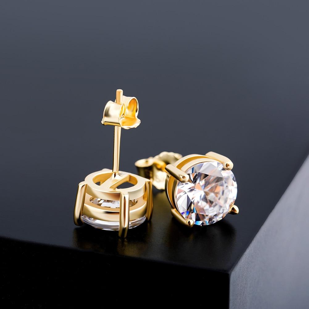 Diamond Round Stud Earrings 14K x Sterling Silver - ICECI