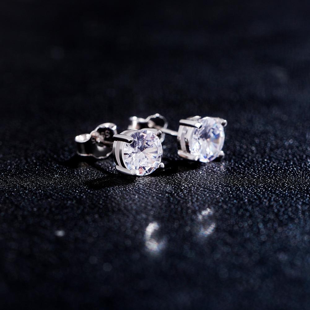 Diamond Round Stud Earrings 14K x Sterling Silver - ICECI