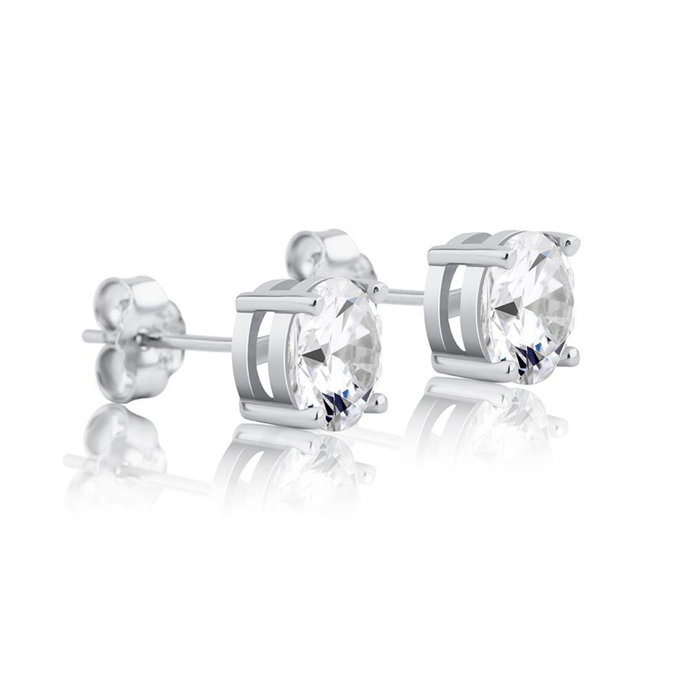 Diamond Round Stud Earrings 14K x Sterling Silver - ICECI