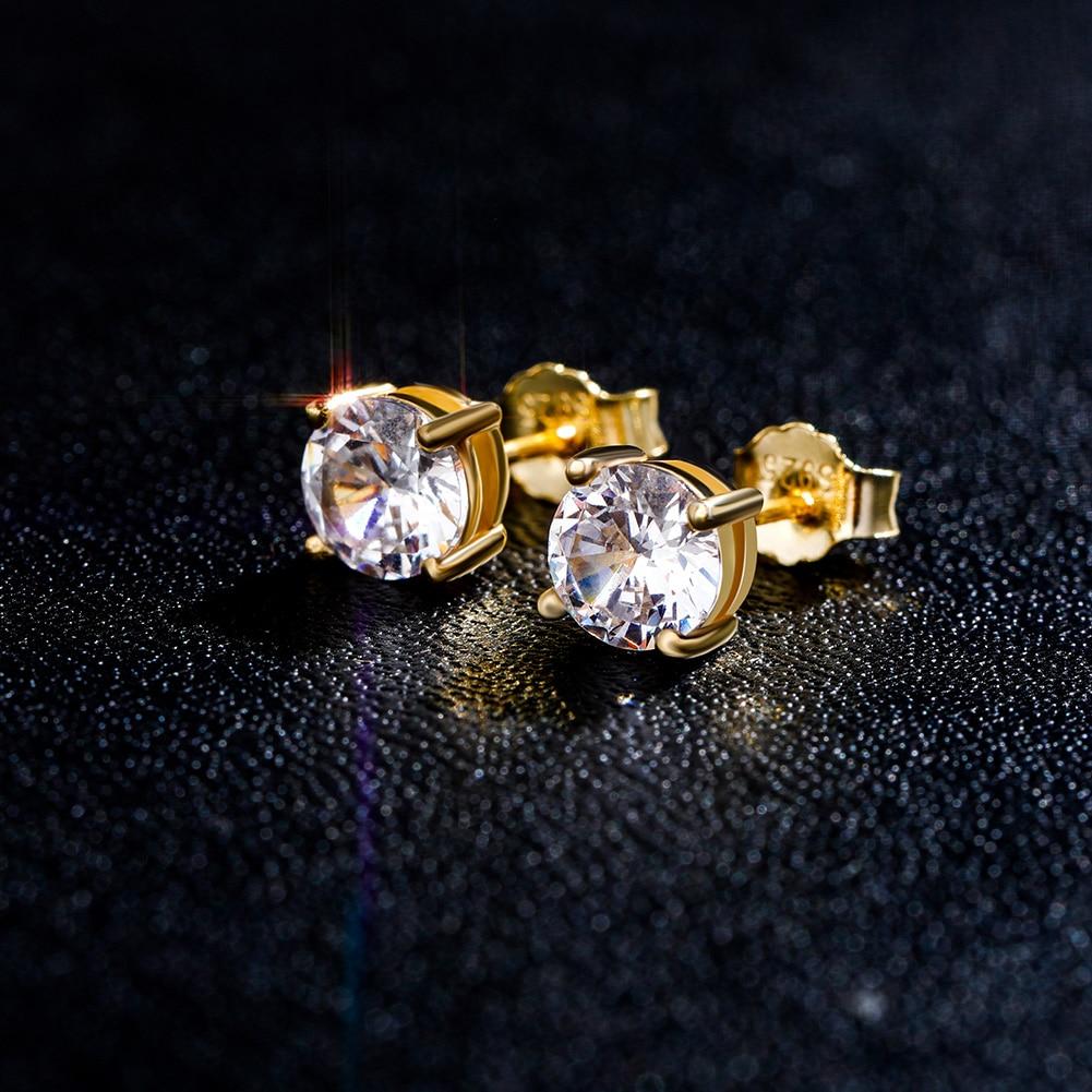 Diamond Round Stud Earrings 14K x Sterling Silver - ICECI