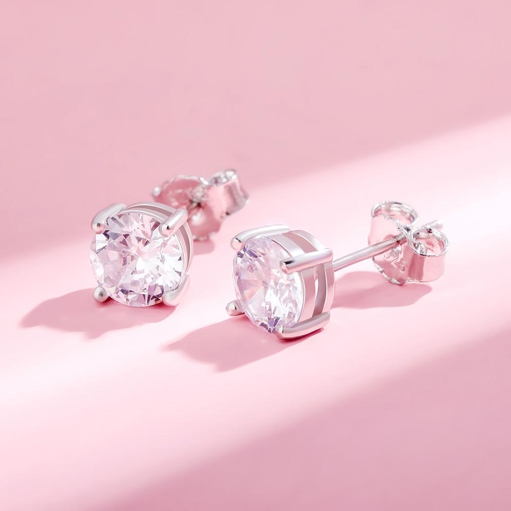Diamond Round Stud Earrings 14K x Sterling Silver - ICECI