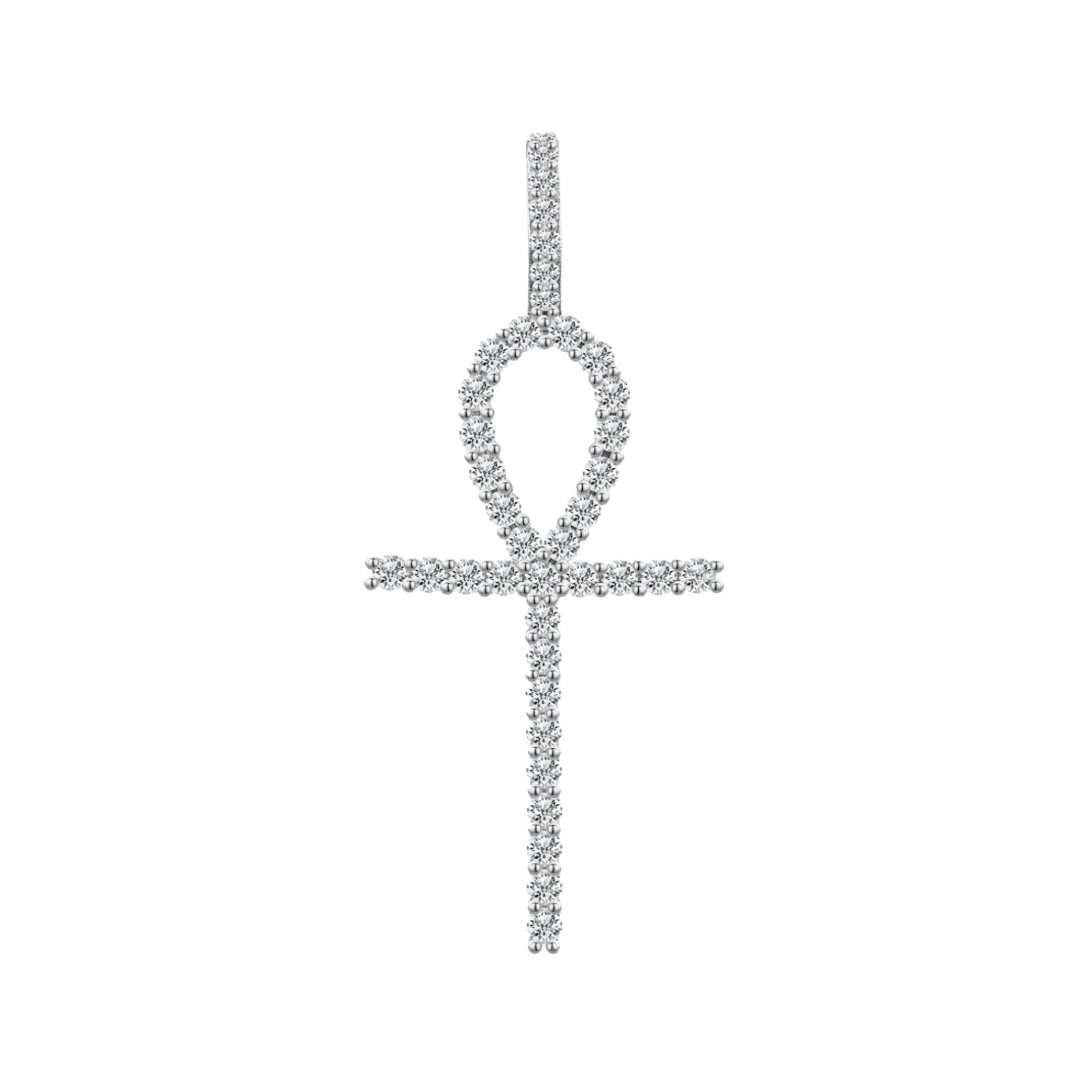 Elongated Ankh Cross Pendant 18K x Moissanite - ICECI