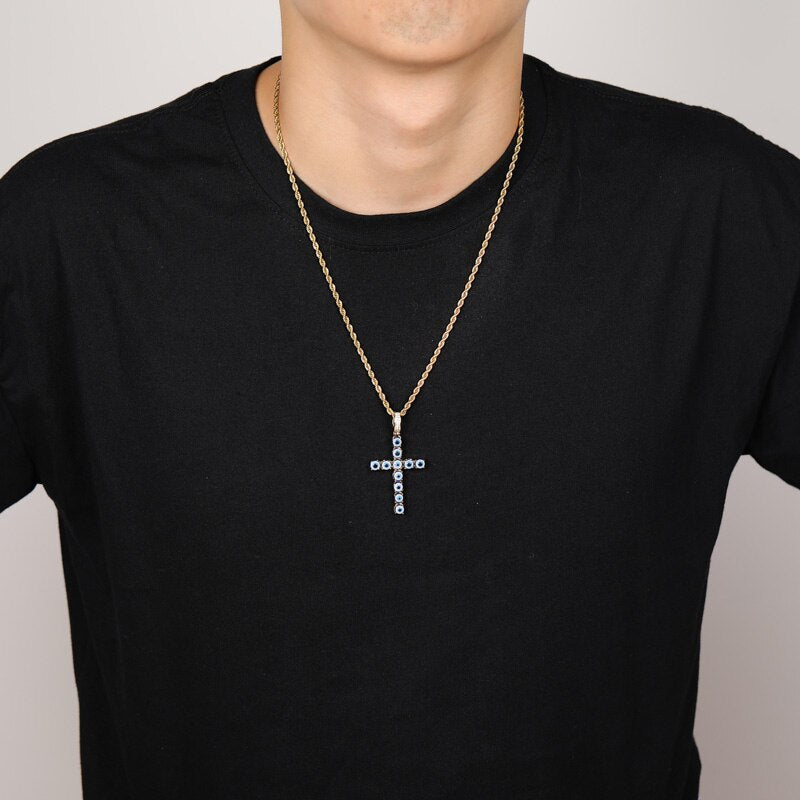 Evil Eye Cross Pendant 18K - ICECI