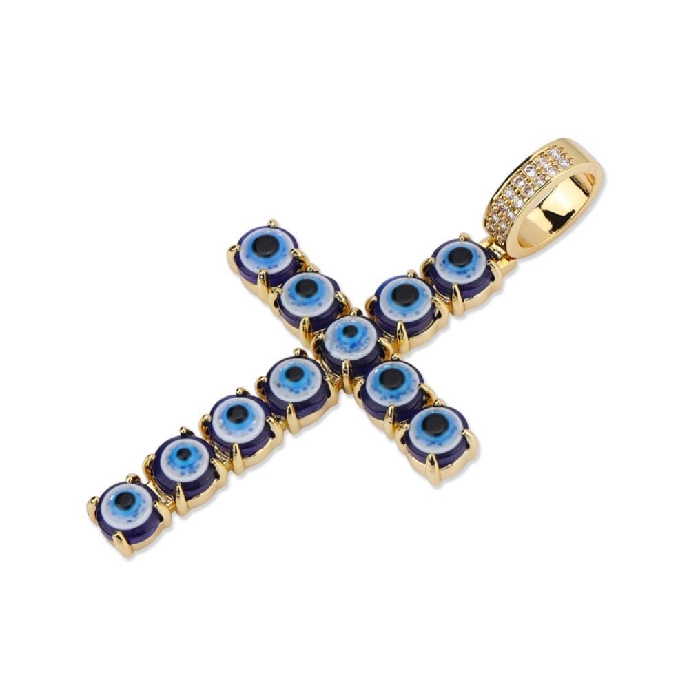 Evil Eye Cross Pendant 18K - ICECI