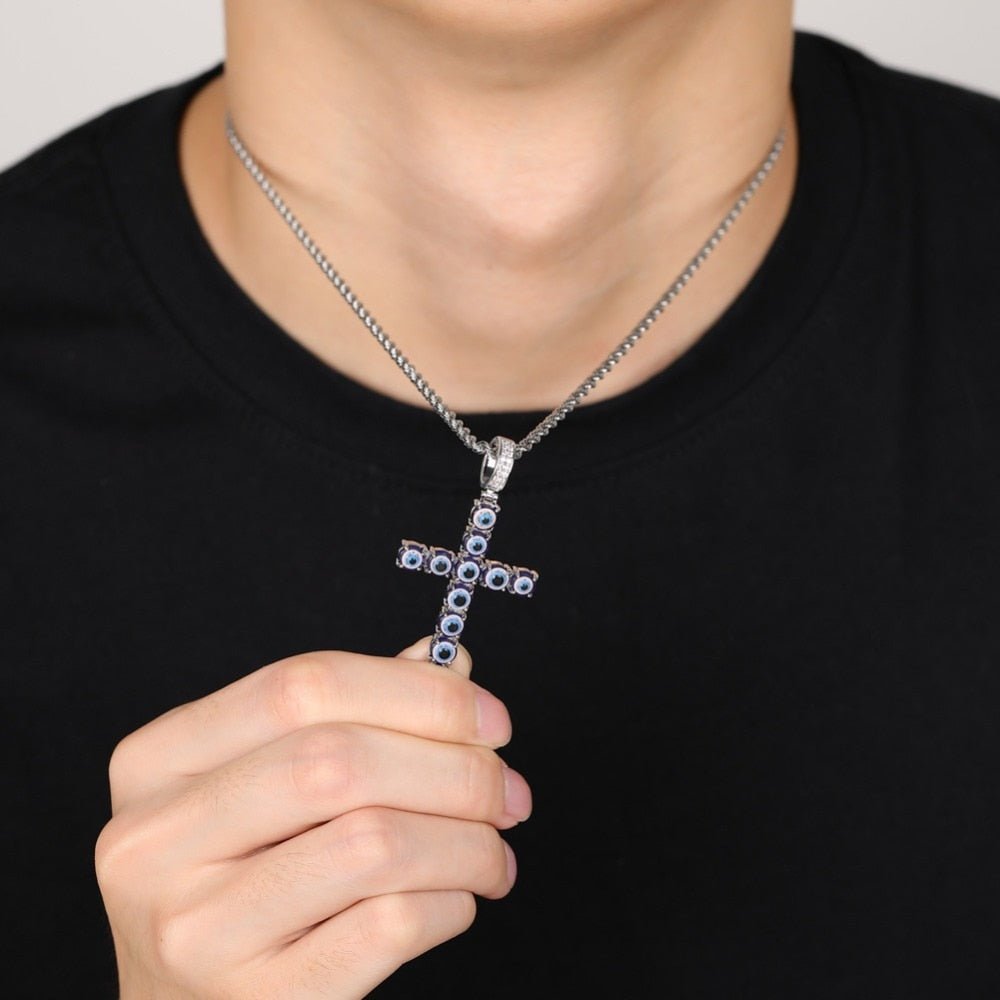 Evil Eye Cross Pendant 18K - ICECI