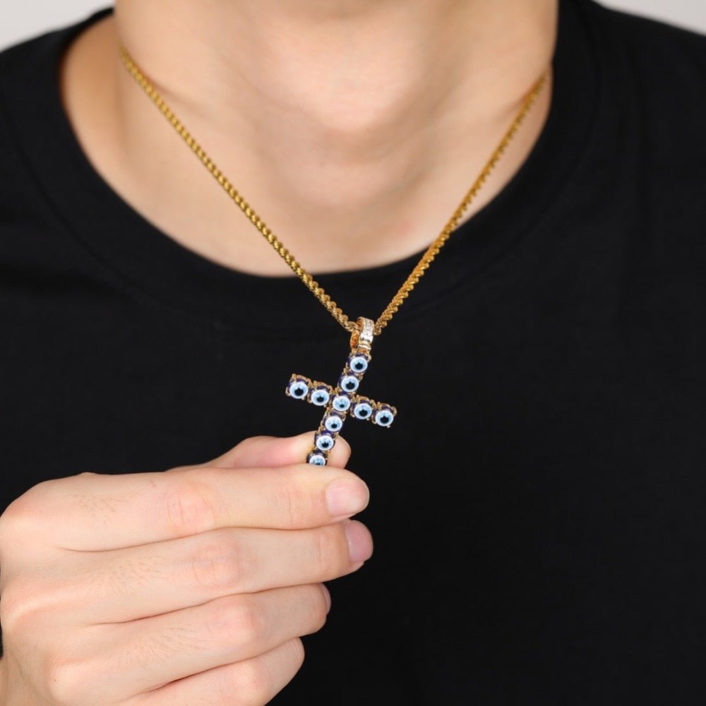 Evil Eye Cross Pendant 18K - ICECI