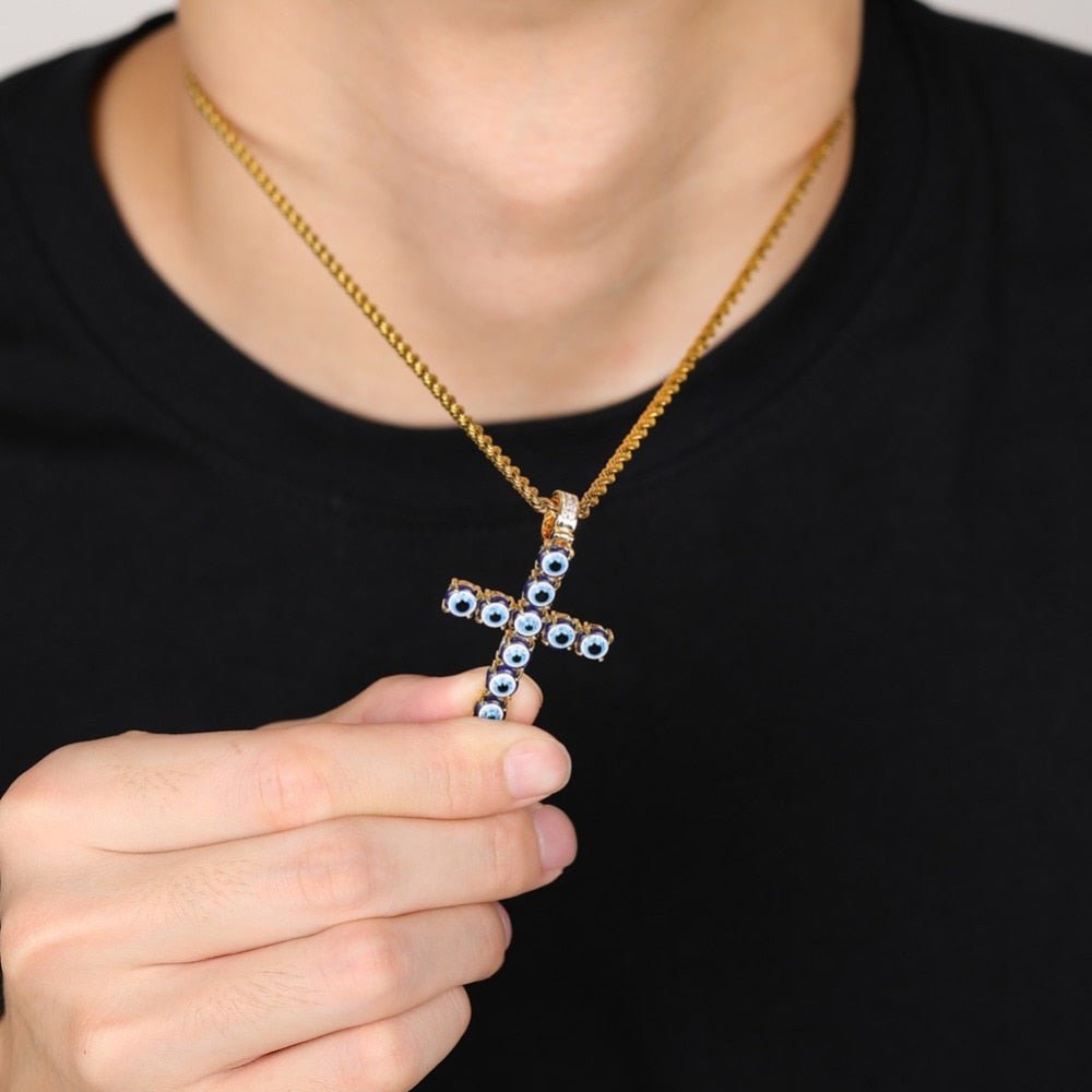 Evil Eye Cross Pendant 18K - ICECI