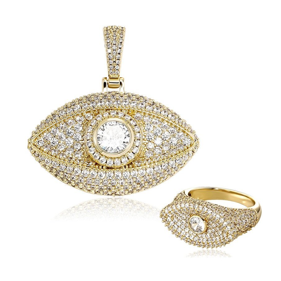 Evil Eye Pendant + Evil Eye Ring Bundle 14K - ICECI