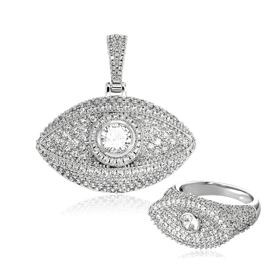 Evil Eye Pendant + Evil Eye Ring Bundle 14K - ICECI