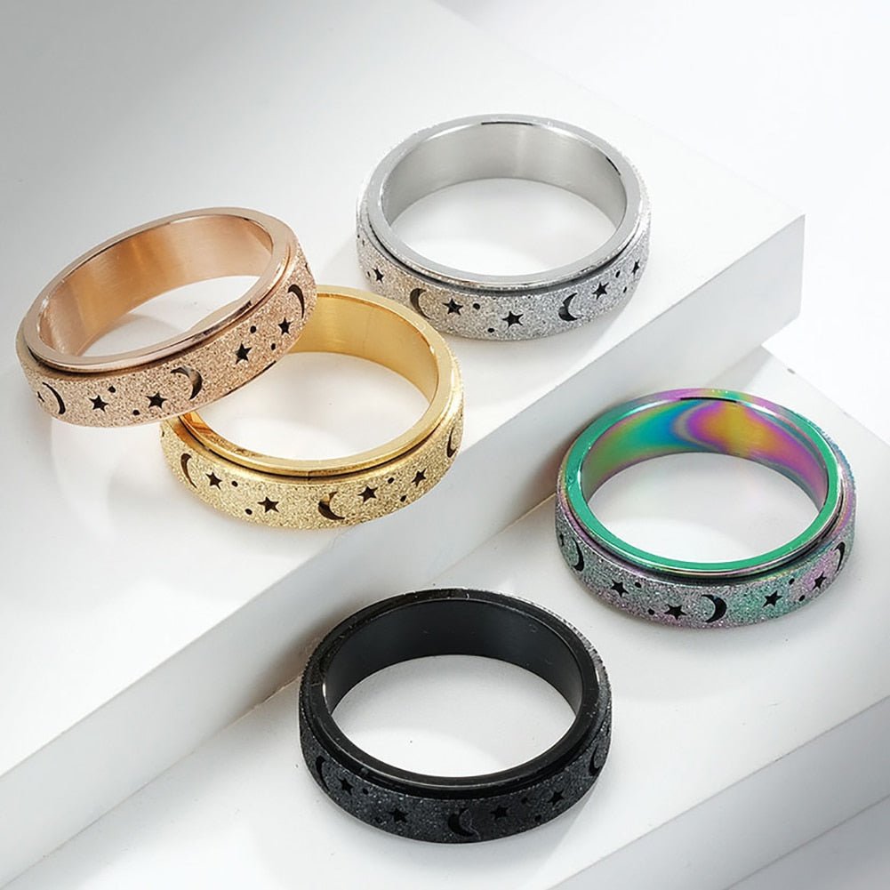 Frosted Star Moon Ring - ICECI