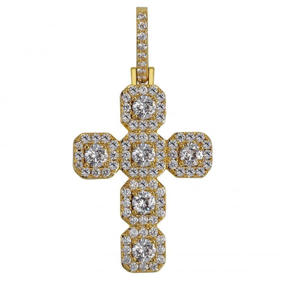 Gemstone Cross Pendant 18K - ICECI
