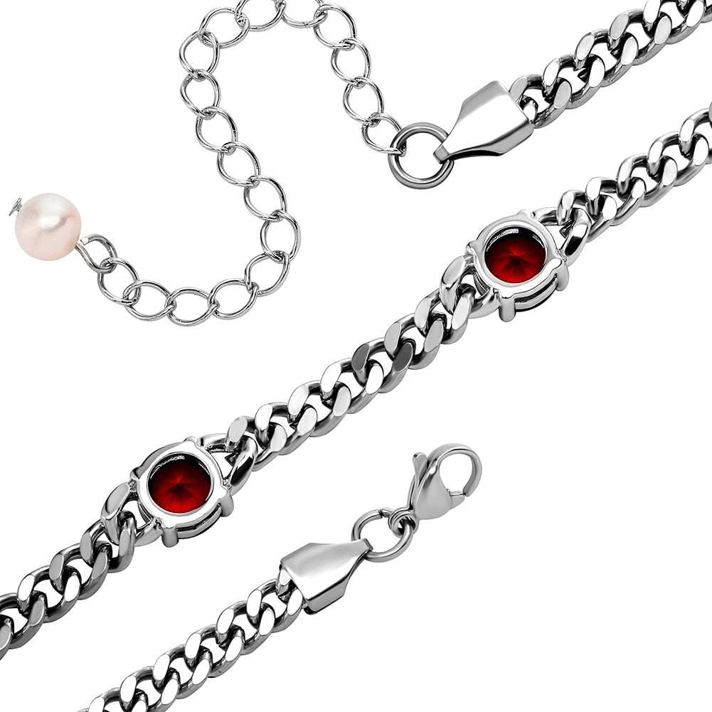 Gemstone Station Pearl Tail Cuban Bracelet 14K - ICECI