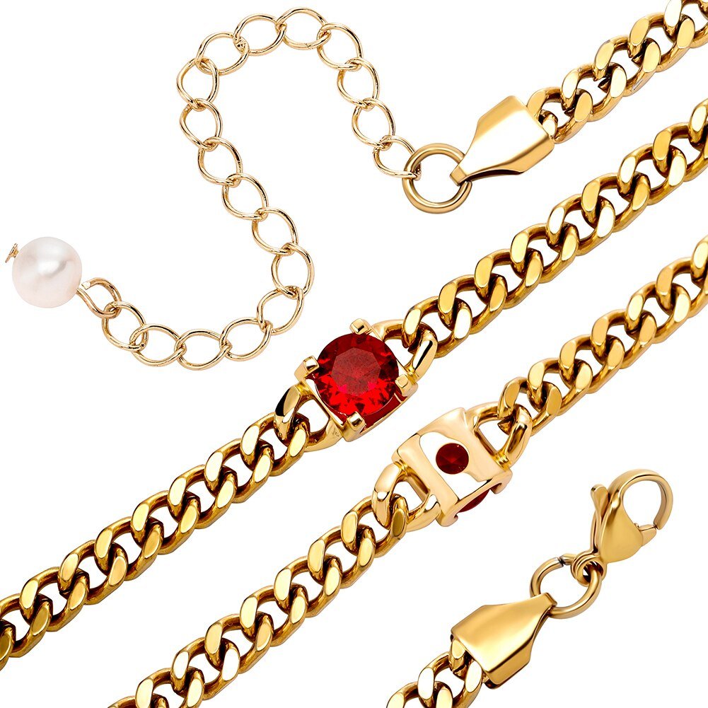 Gemstone Station Pearl Tail Cuban Chain 14K - ICECI