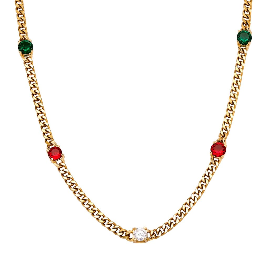 Gemstone Station Pearl Tail Cuban Chain 14K - ICECI